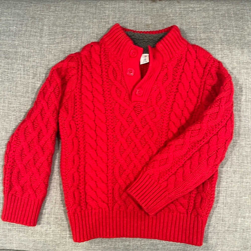 Gap. Boys 4T Cozy Cable Knit Mock neck Sweater. Red